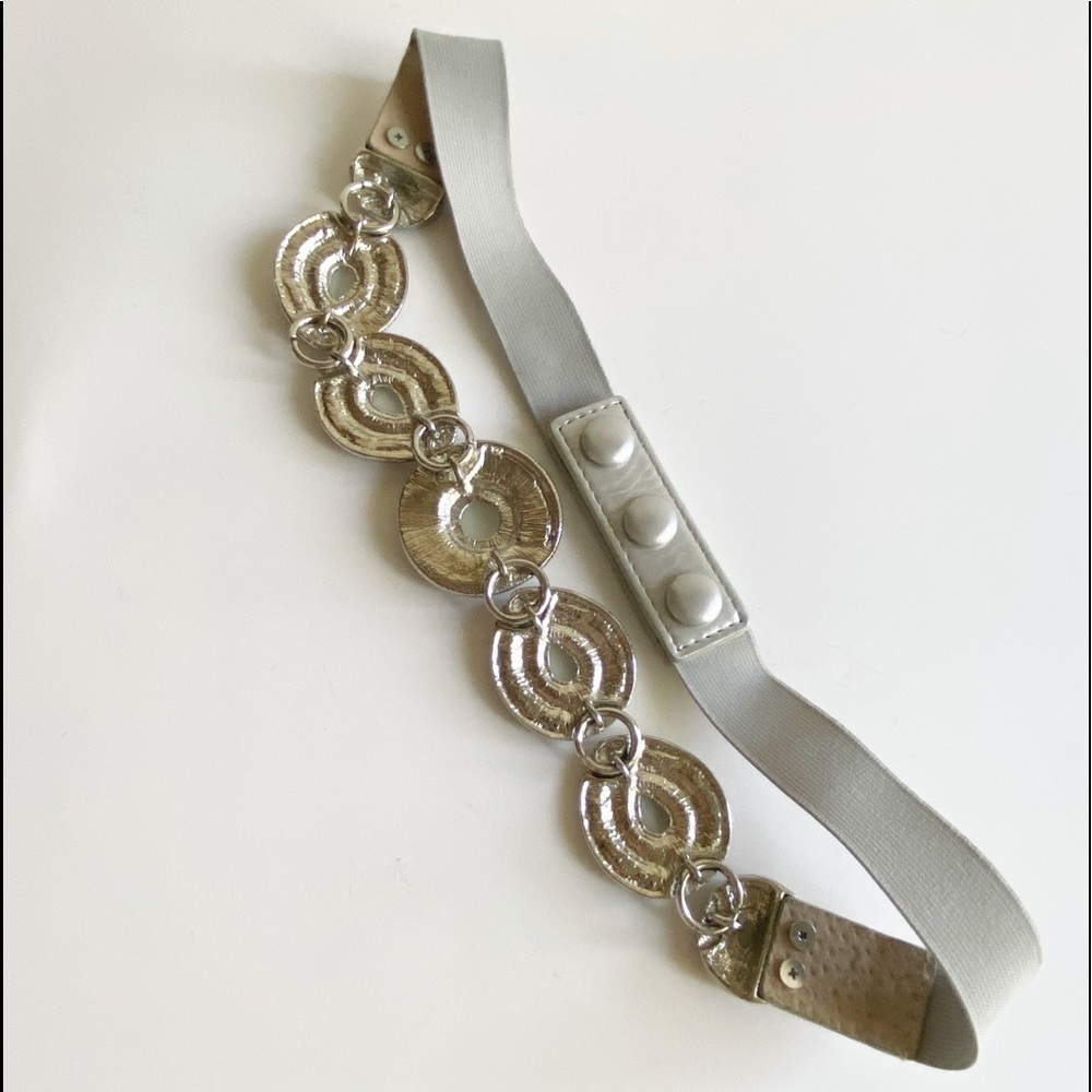 Vintage Gray Elastic Belt With Rhinestones - Picture 4 of 9